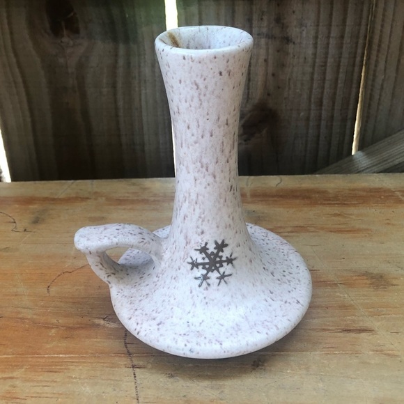 Speckled Glaze Candlestick Holder Snowflake Onion River Pottery Winooski VT - Picture 1 of 6